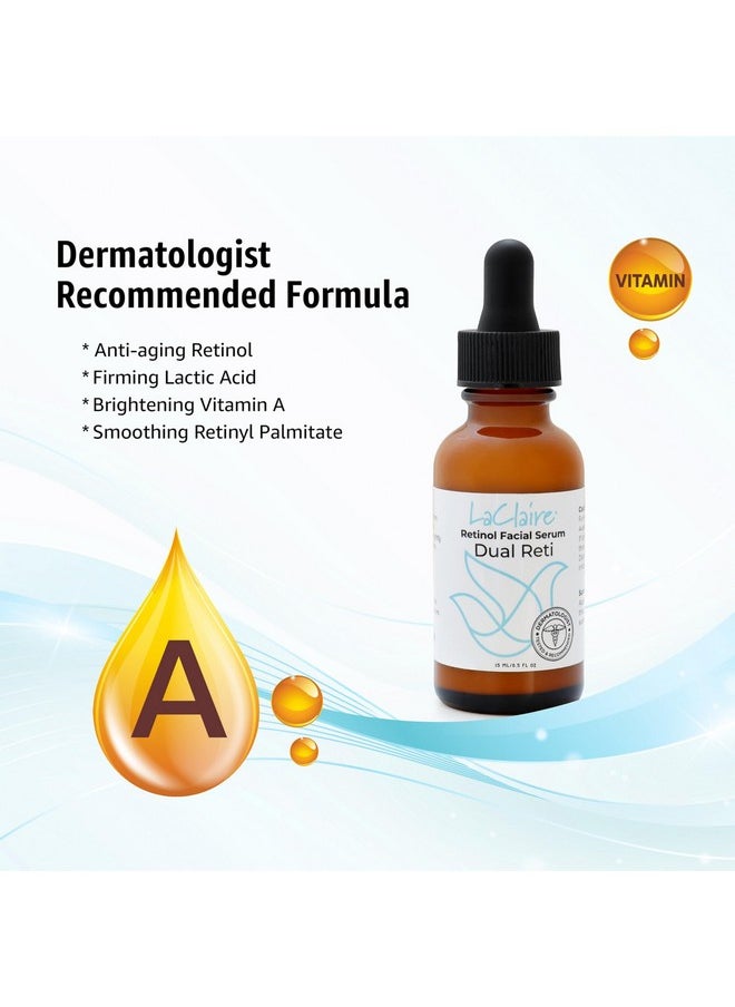 laclaire - Laclaire Retinol Facial Serum-Dual Reti - Anti-Aging, Brightening Neck & Facial Serum Helps Firm, Smooth, & Nourish Skin with Lactic Acid, Vitamin A, & Retinyl Palmitate - Anti Wrinkle Serums 15 ml - Image 1