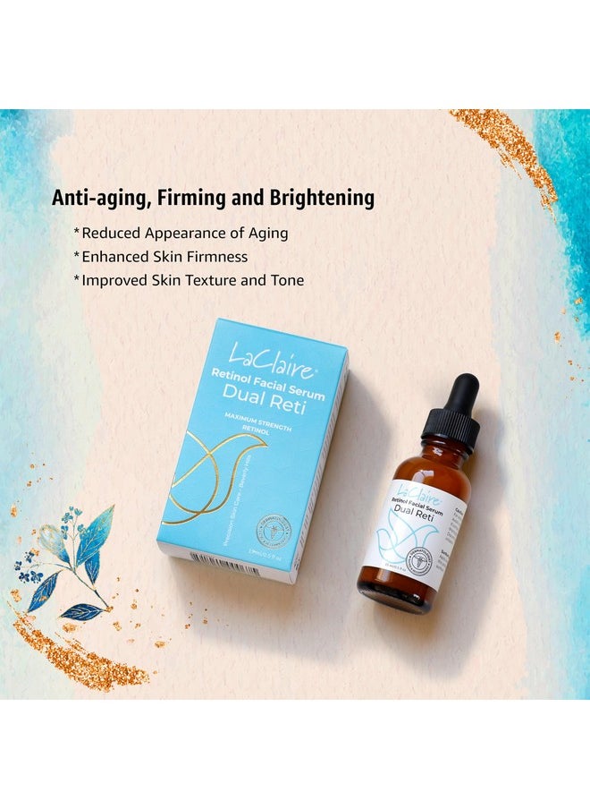 laclaire - Laclaire Retinol Facial Serum-Dual Reti - Anti-Aging, Brightening Neck & Facial Serum Helps Firm, Smooth, & Nourish Skin with Lactic Acid, Vitamin A, & Retinyl Palmitate - Anti Wrinkle Serums 15 ml - Image 1