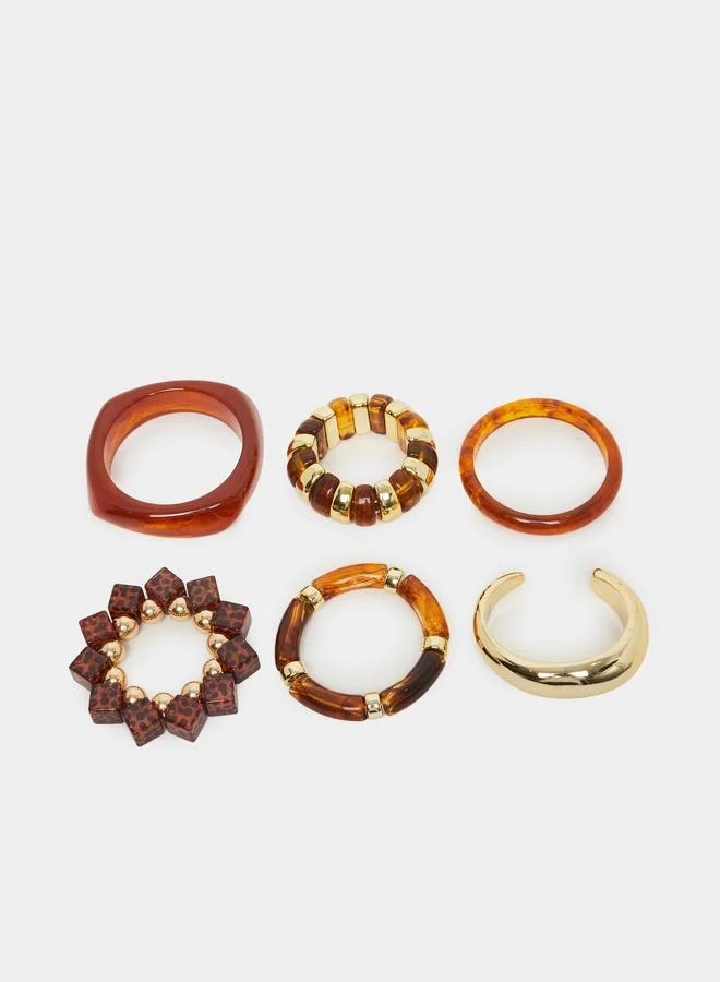 ستايلي طقم من 6 أساور راتنج مزينة