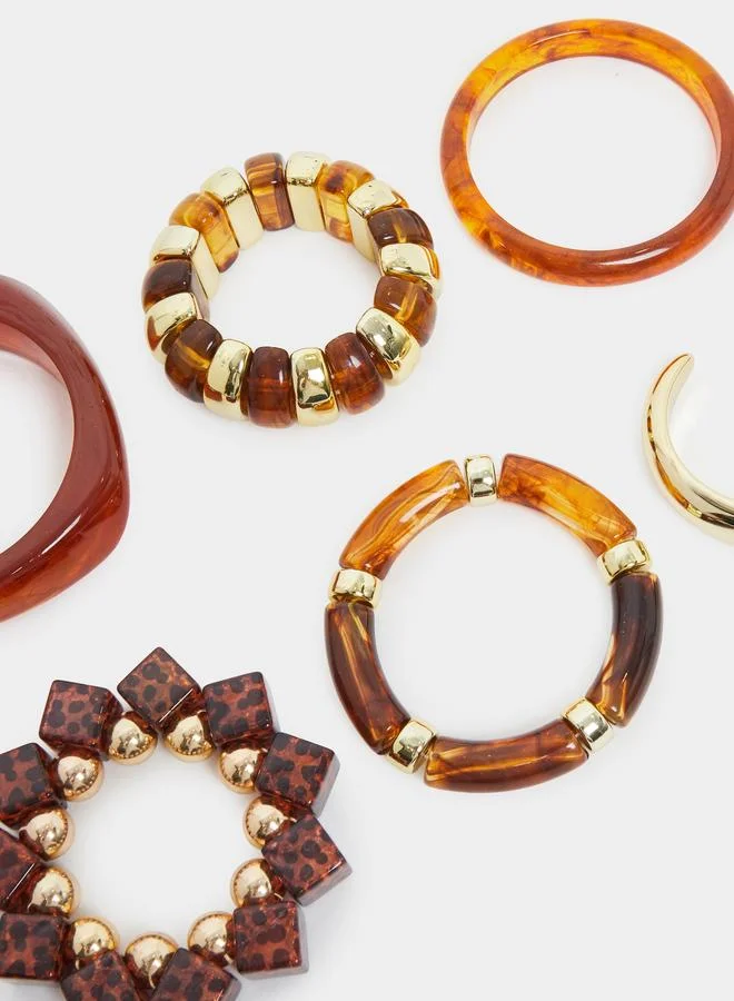 ستايلي طقم من 6 أساور راتنج مزينة