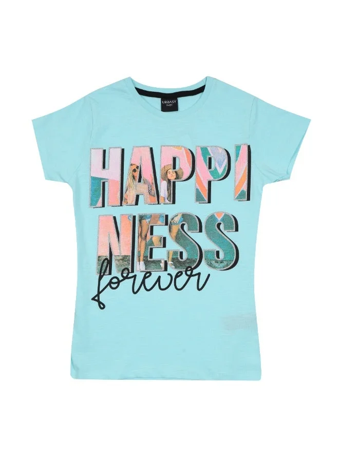 URBASY Urbasy Girls/Teens Blue Round Neck printed fashion T-shirt