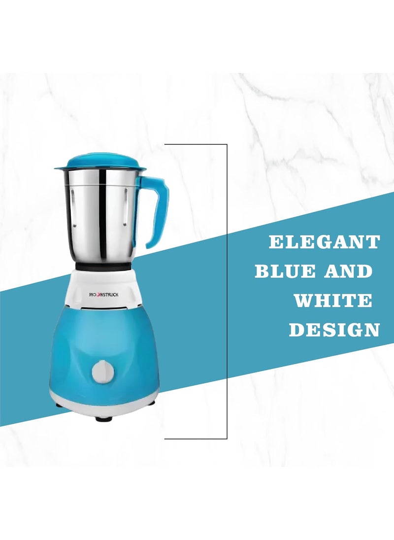 Moonstruck - Moonstruck By Suprimo Blitz Quick Powerful 750W Motor Mixer Grinder, 3 Stainless Steel Jars, Overload Protection, Mixie For Kitchen With Heavy Duty Motor (Blue & White) (3 Jar) 2 Years Warranty - Image 1