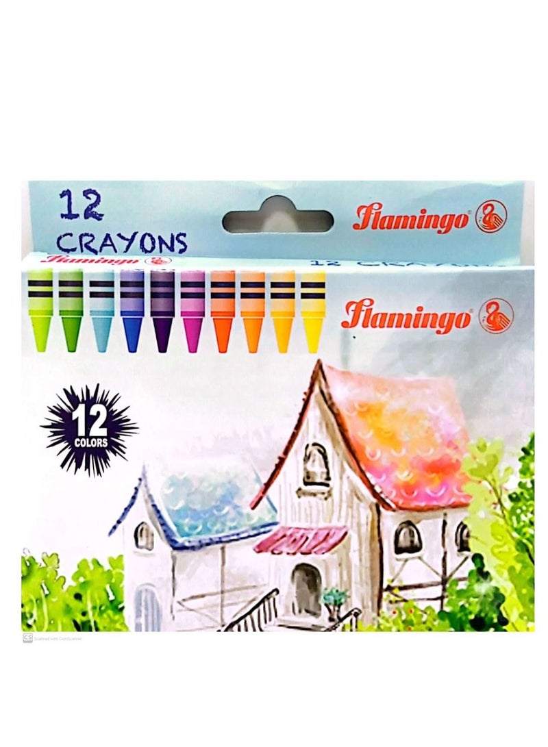 Flamingo Wax Crayons 12Pieces - Image 1