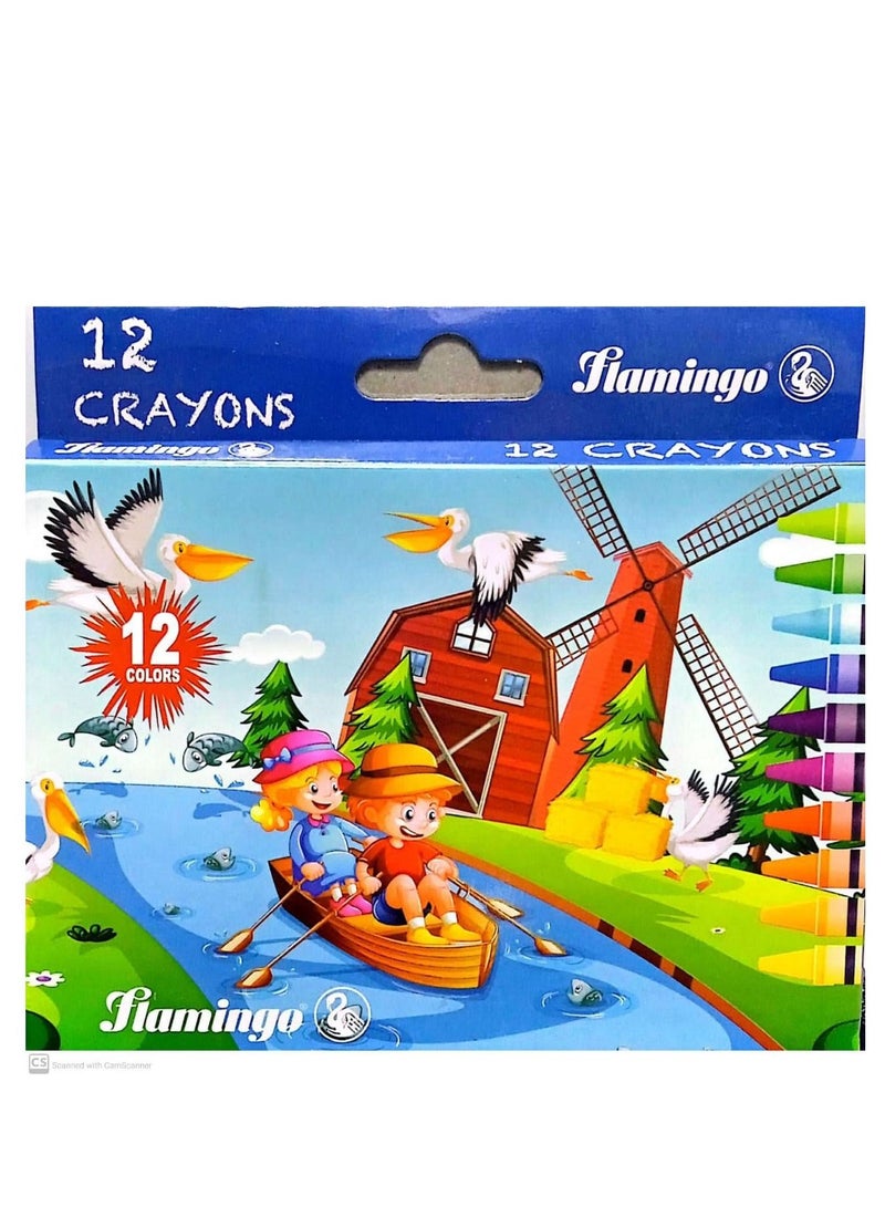 Flamingo Wax Crayons 12Pieces - Image 2