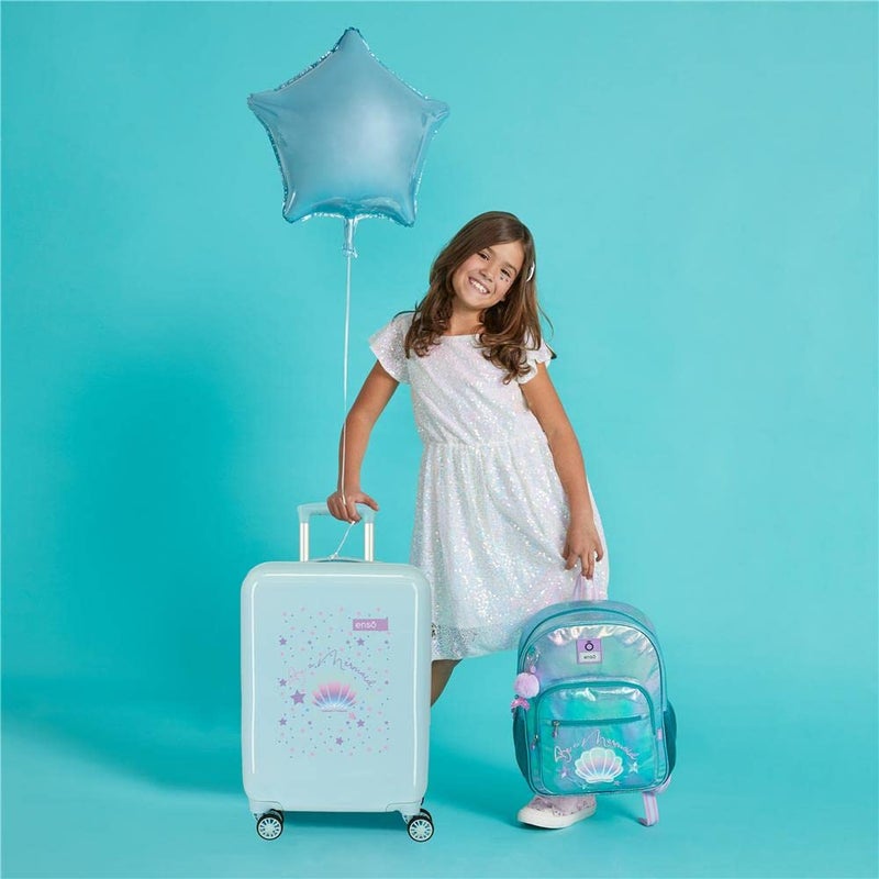 Enso Be a Mermaid Green Cabin Suitcase 38 x 55 x 20 cm Rigid ABS Combination Lock 34 Litre 2.6 kg 4 Double Wheels Hand Luggage - Image 2