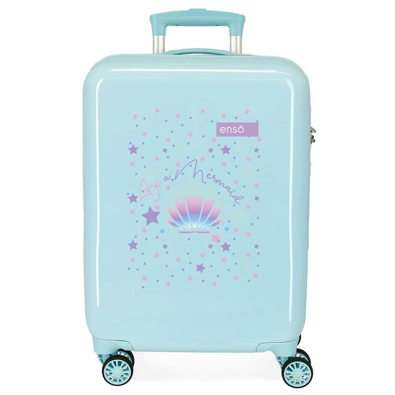 Enso Be a Mermaid Green Cabin Suitcase 38 x 55 x 20 cm Rigid ABS Combination Lock 34 Litre 2.6 kg 4 Double Wheels Hand Luggage - Image 1