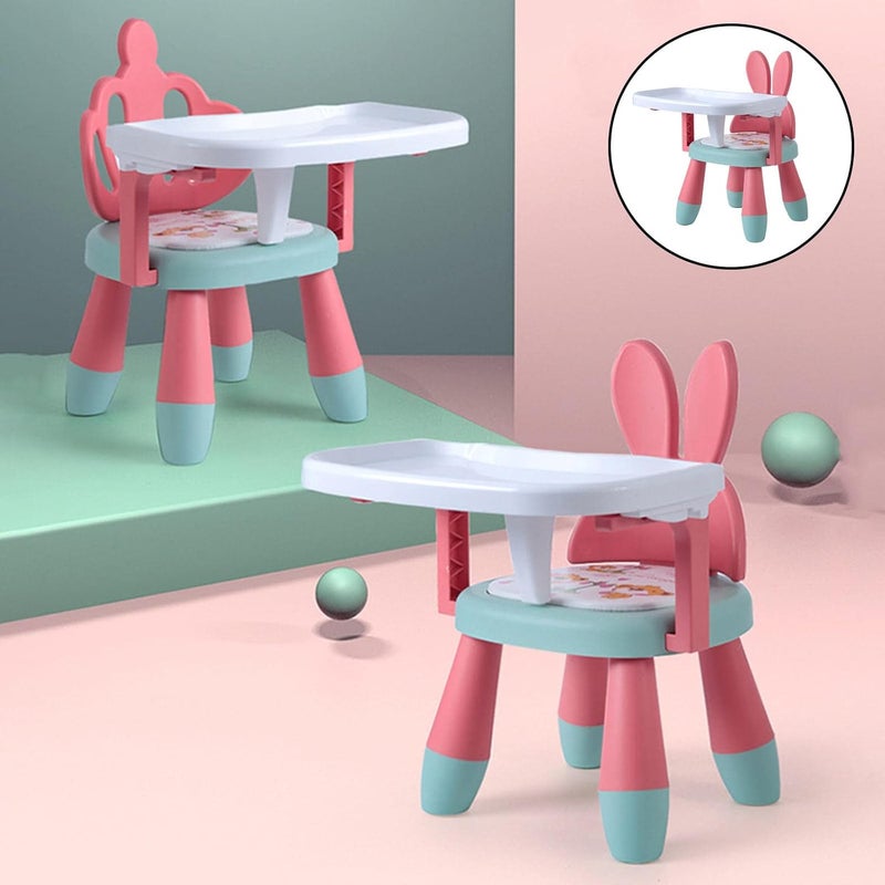 klarako PP Plastic Baby Eating Chair Sounding Seat for Toddler 6 Months to 3 Years Chair  Pink Green Rabbit - Image 5