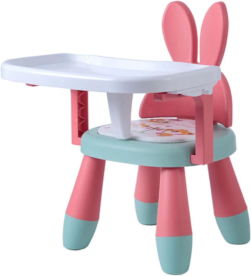 klarako PP Plastic Baby Eating Chair Sounding Seat for Toddler 6 Months to 3 Years Chair  Pink Green Rabbit - Image 1
