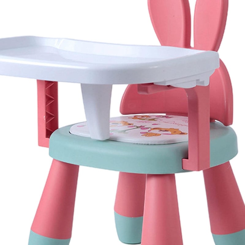 klarako PP Plastic Baby Eating Chair Sounding Seat for Toddler 6 Months to 3 Years Chair  Pink Green Rabbit - Image 3