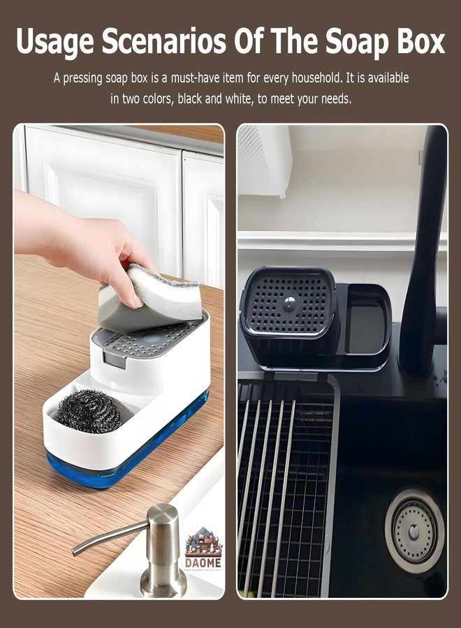 DAOME Soap Dispenser for Kitchen Sink | Hollow Tray 2-in-1 Liquid Plastic Kitchen Soap Dispenser with Sponge Holder | Durable, Smooth & Rustproof (1pcs) - Image 5
