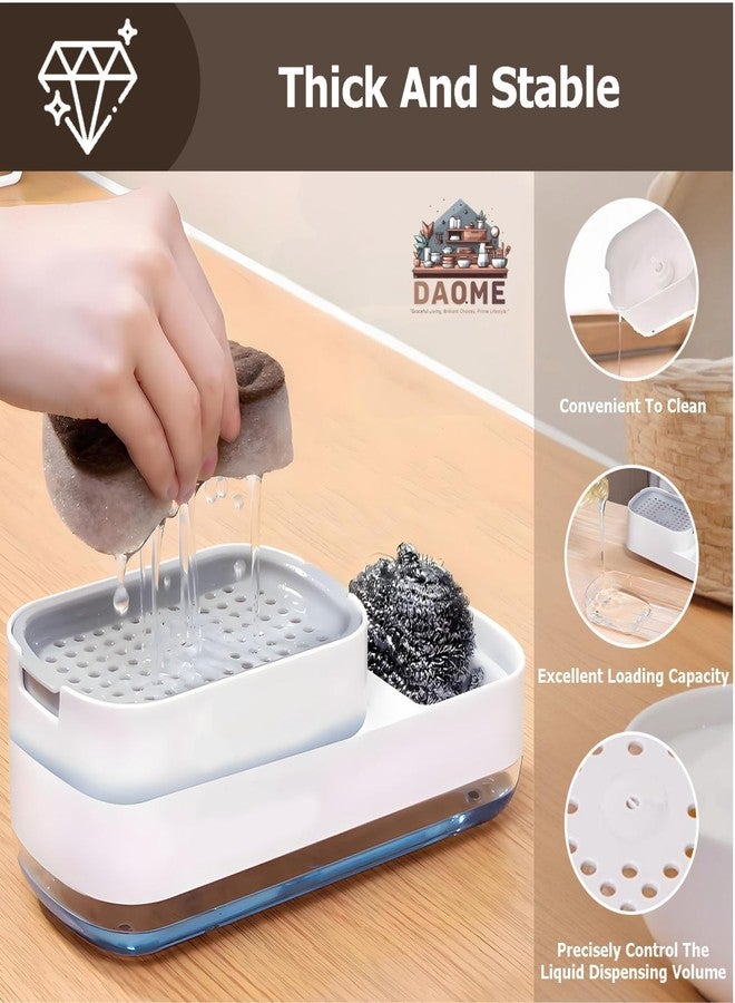 DAOME Soap Dispenser for Kitchen Sink | Hollow Tray 2-in-1 Liquid Plastic Kitchen Soap Dispenser with Sponge Holder | Durable, Smooth & Rustproof (1pcs) - Image 3
