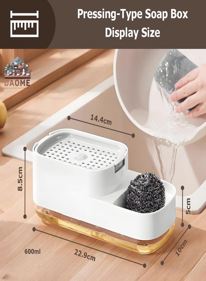 DAOME Soap Dispenser for Kitchen Sink | Hollow Tray 2-in-1 Liquid Plastic Kitchen Soap Dispenser with Sponge Holder | Durable, Smooth & Rustproof (1pcs) - Image 2