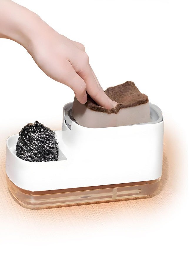 DAOME Soap Dispenser for Kitchen Sink | Hollow Tray 2-in-1 Liquid Plastic Kitchen Soap Dispenser with Sponge Holder | Durable, Smooth & Rustproof (1pcs) - Image 1
