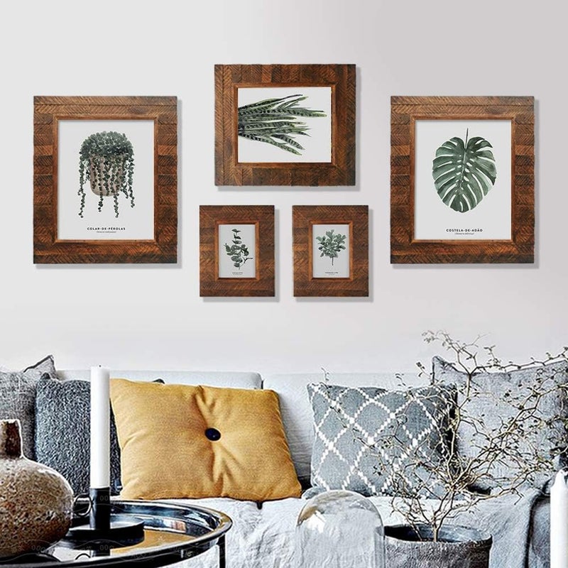 EosGlac Collage Picture Frame 4x6 3 Openings, Wood Plank Design with Rustic Brown Finish, Wall Mounting Display, Handmade Wooden Photo Frame - Image 2