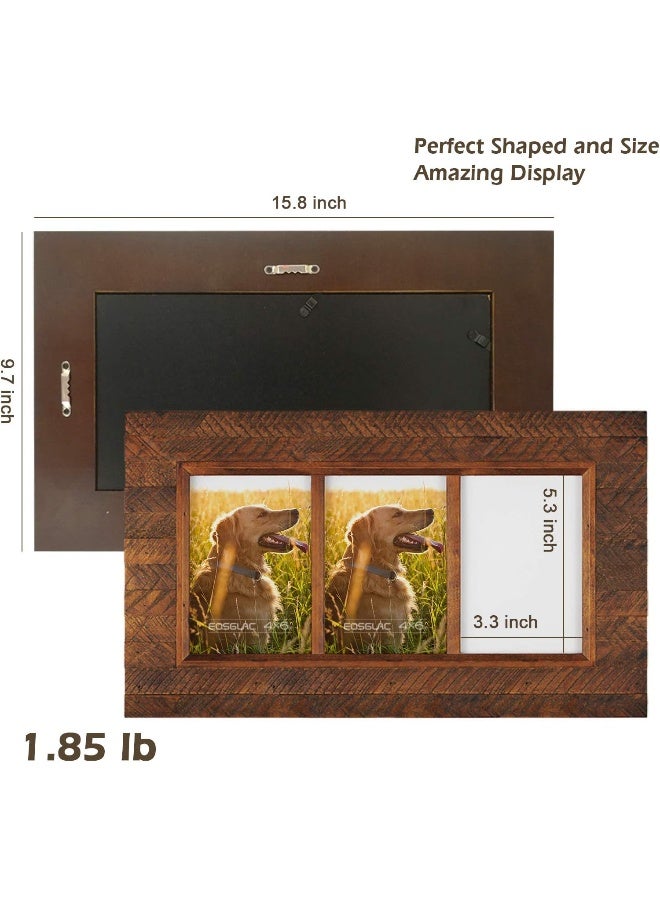 EosGlac Collage Picture Frame 4x6 3 Openings, Wood Plank Design with Rustic Brown Finish, Wall Mounting Display, Handmade Wooden Photo Frame - Image 5