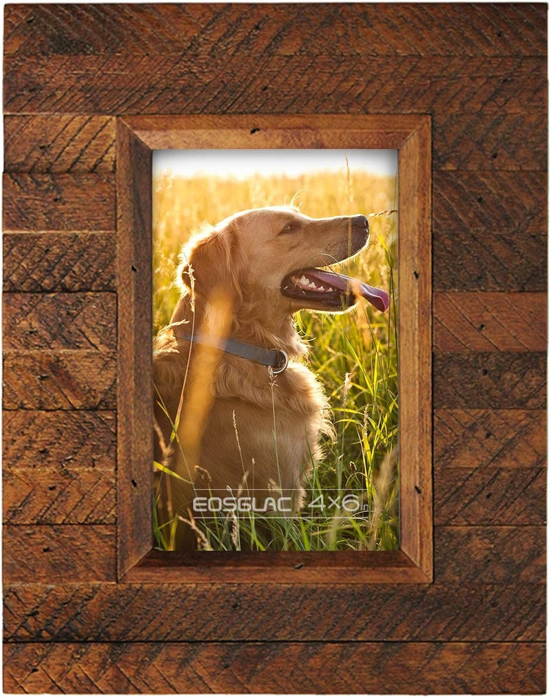 EosGlac Collage Picture Frame 4x6 3 Openings, Wood Plank Design with Rustic Brown Finish, Wall Mounting Display, Handmade Wooden Photo Frame - Image 1