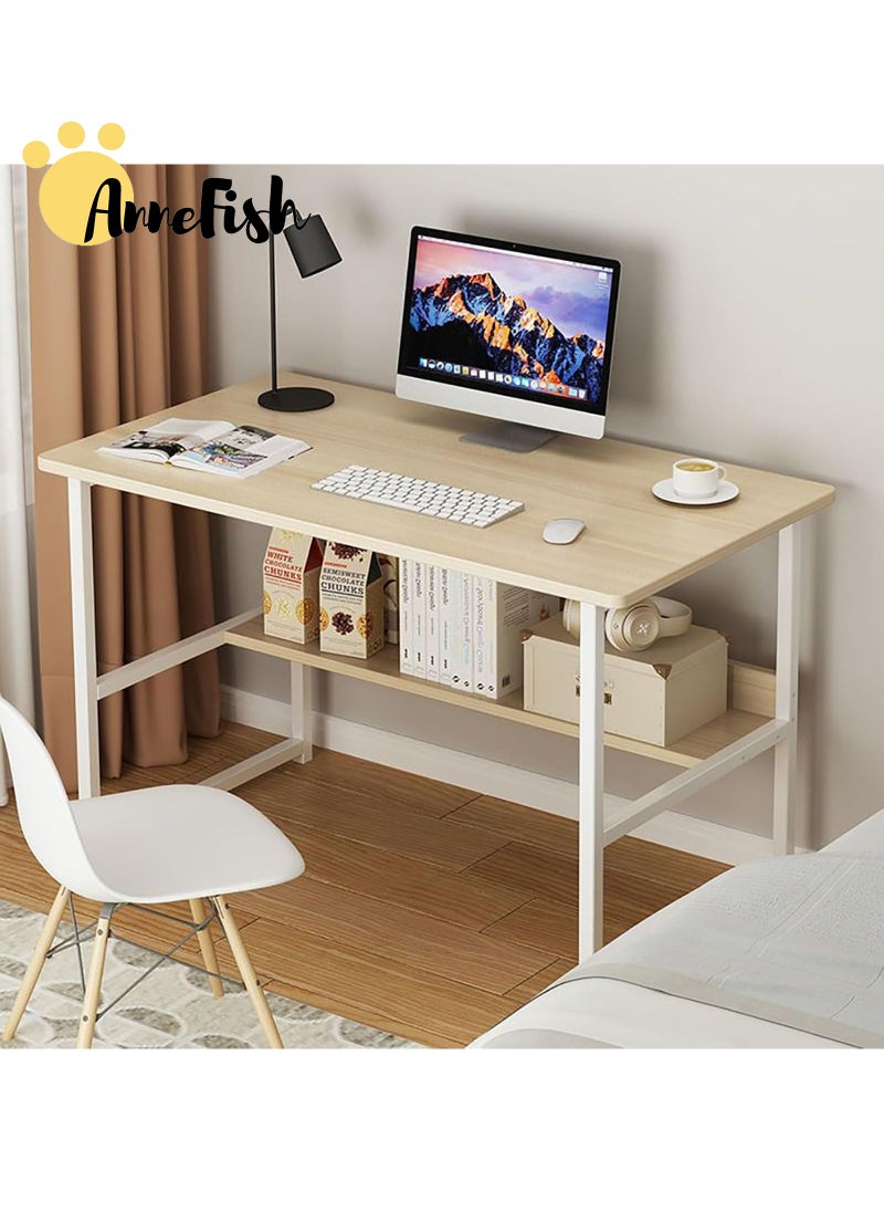 AnneFish 120*60*72cm Computer Desk Home Office Writing Study Desk Modern Simple Style Laptop Table With Storage Board  - Image 1
