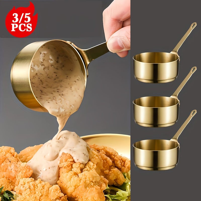 3PCS Golden SUS304 Stainless Steel Sauce Cups with Handle Commercial Grade Dipping Bowls for Restaurant - Image 2