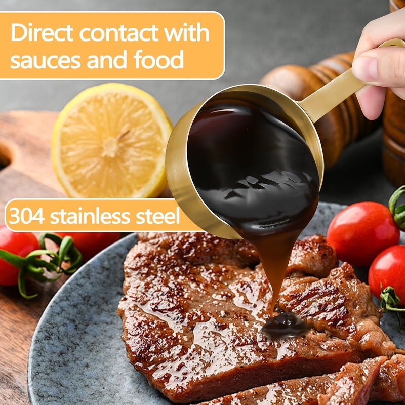 3PCS Golden SUS304 Stainless Steel Sauce Cups with Handle Commercial Grade Dipping Bowls for Restaurant - Image 3