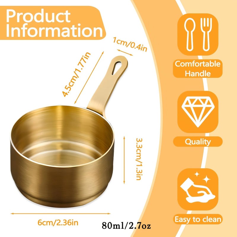 3PCS Golden SUS304 Stainless Steel Sauce Cups with Handle Commercial Grade Dipping Bowls for Restaurant - Image 4