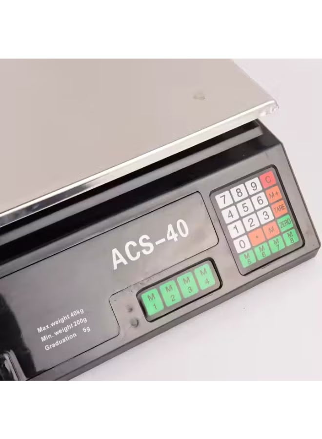RSG Electronic Computing Price Scale Black/White/Silver 40kg - Image 4