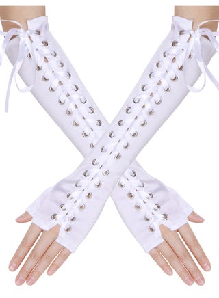 Lace Up Fingerless Gloves Long Elbow Gloves for Costume Party Lace-up Arm Warmer - pzsku/Z3E08CB8B478733976E9AZ/45/_/1682592805/024c0c45-d2d3-412a-a4b4-5652fb422b57