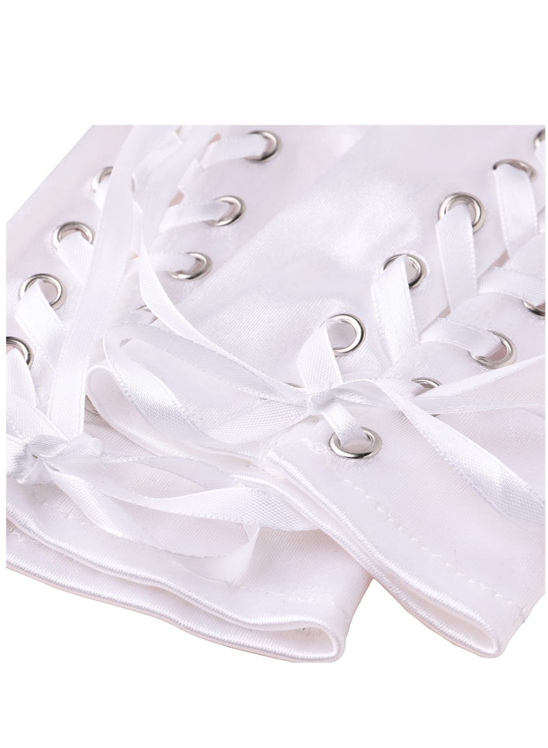 Lace Up Fingerless Gloves Long Elbow Gloves for Costume Party Lace-up Arm Warmer