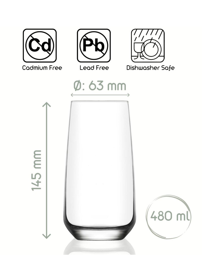 LAV 3 Pieces Lal Long Drink Tumbler Set 480 Ml - Clear - Image 2