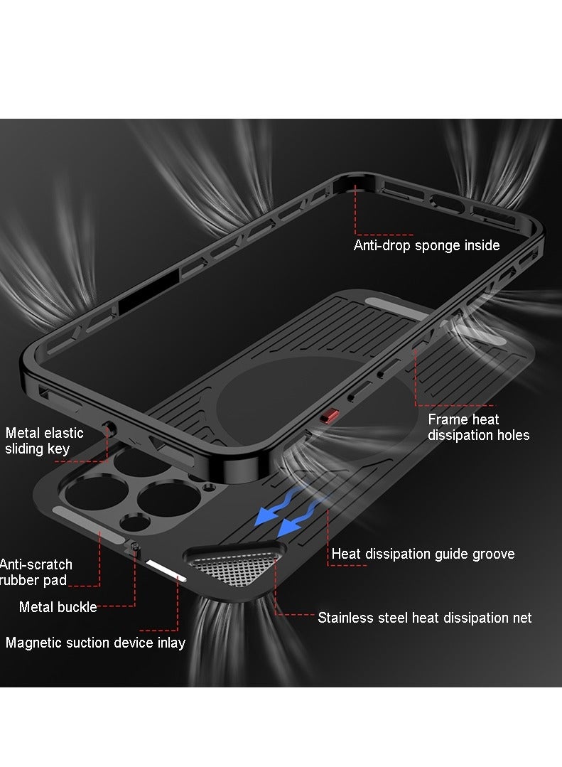 general For iPhone 15ProMax/15Pro/15Plus/15 Metal Snap Buckle Phone Case, 360 Swivel MagSafe Magnetic Stand Phone Case - Image 5