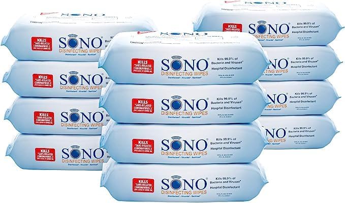 SONO Disinfecting Wipes - Medical-Grade, Alcohol-Free, No Bleach - Multi-Surface Cleaning Wipes for Home, School, Office - 12 packs with 80 wipes - Image 2