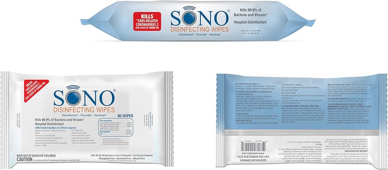 SONO Disinfecting Wipes - Medical-Grade, Alcohol-Free, No Bleach - Multi-Surface Cleaning Wipes for Home, School, Office - 12 packs with 80 wipes - Image 3