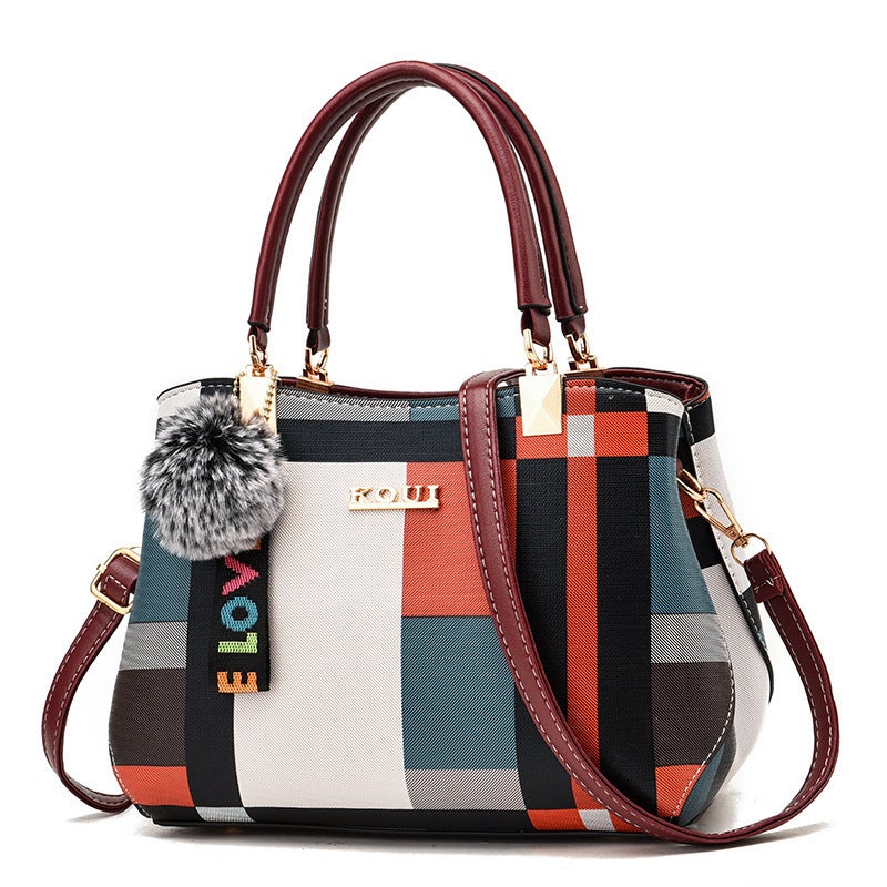 Factory Handbag Women'S Bag 2021 New Korean Check Fashion Middle-Aged Ladies Mother Shoulder Messenger Bag - Image 5
