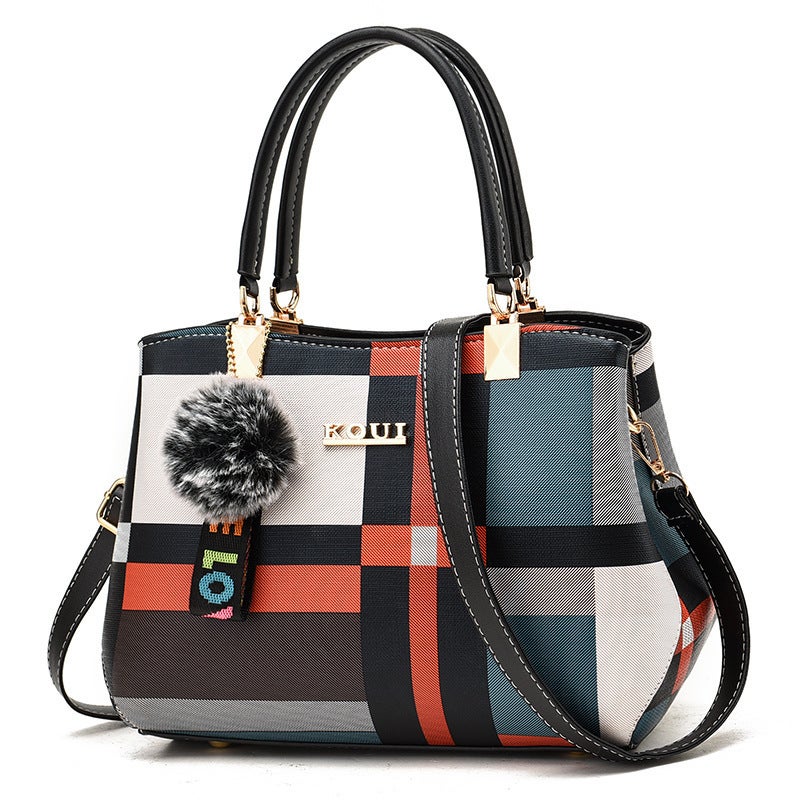 Factory Handbag Women'S Bag 2021 New Korean Check Fashion Middle-Aged Ladies Mother Shoulder Messenger Bag - Image 2
