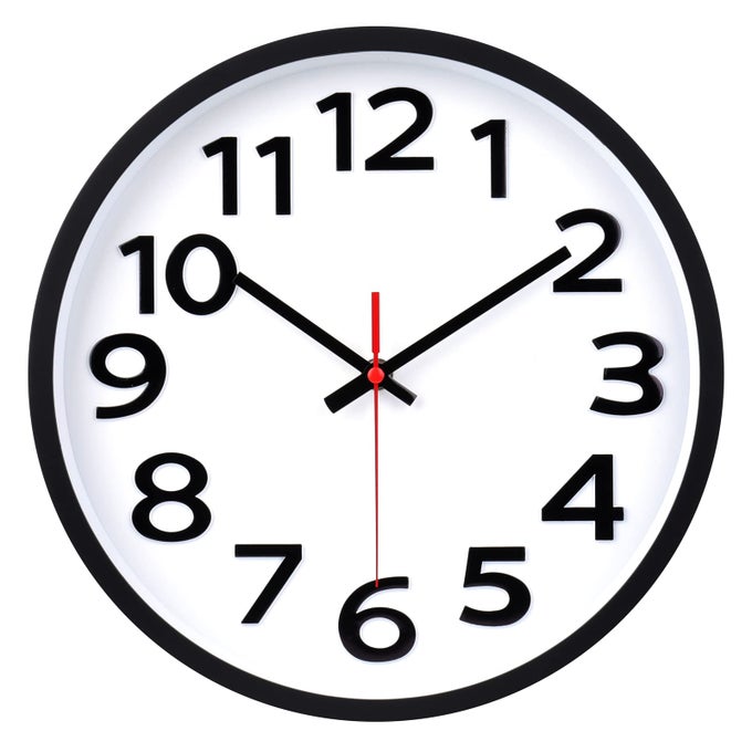 WALL CLOCK 12 INCH SILENT NONTICKING BIG NUMBERS EASY TO READ WALL CLOCKS DECORATIVE FOR OFFICE SCHOOL BEDROOM HOME