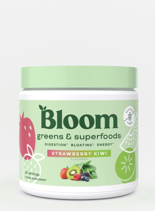 Bloom Nutrition Green Superfood Super Greens Powder Juice & Smoothie Mix (Strawberry Kiwi)