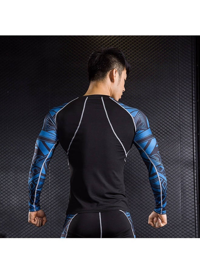 Men's Long Sleeve Fitness Print T Shirt Running Training Sports Tights Tops Quick Drying Moisture Wicking Elastic Sportswears - Image 3