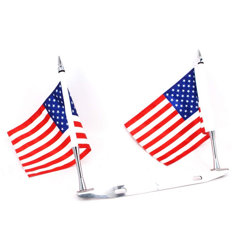 GUAIMI License Plate Mounted Double Flag Holder with Double Flags (2x The American Flag)