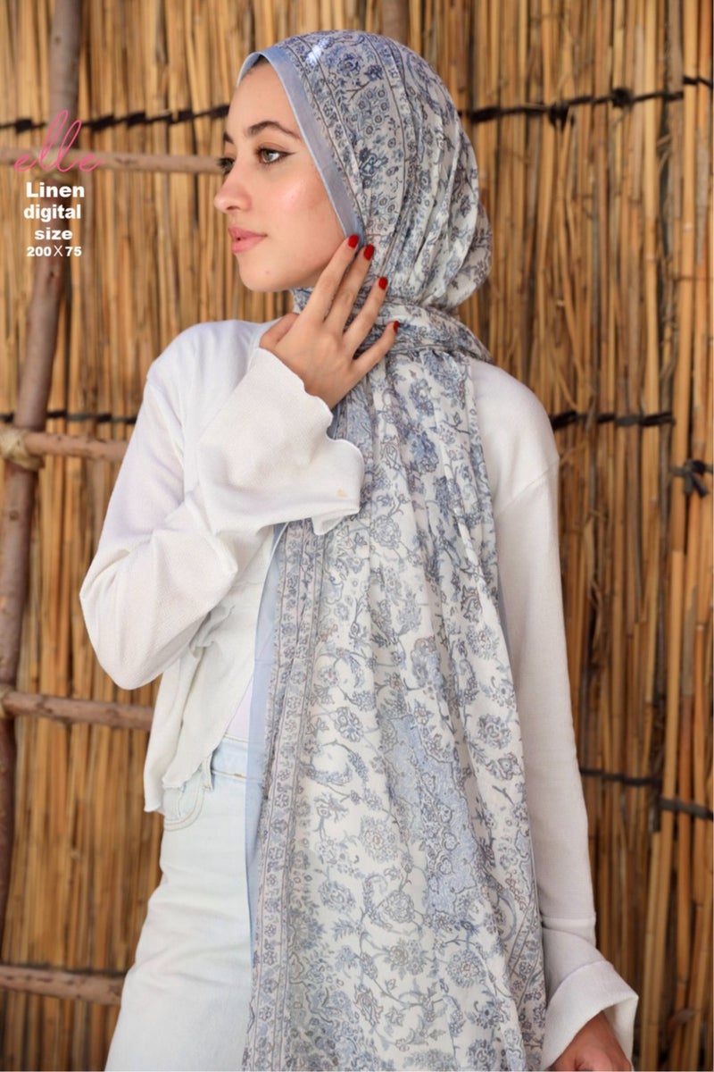 Luxury Cotton Linen Islamic Hijab Scarf for Women – Elegant Design for Daily Wear & Special Occasions – Size 200 × 75 cm