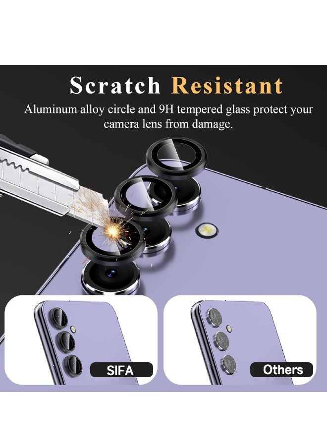 Generic Samsung Galaxy A55 5G Camera Lens Protector, HD 9H Tempered Glass Camera Screen Protector, Metal Ring Lens Cover for Samsung A55, 1 Set  (Installation Tray Alignment Kit, Black)  - Image 2