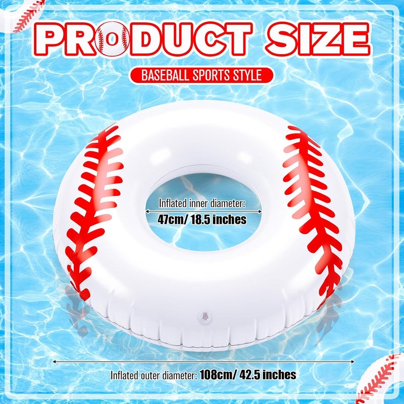 ShinyRelief 4 Pcs Football Baseball Soccer Basketball Sport Inflatable Pool Ring Float Adult Size Inflatable Floats Swimming Pool Tubes for Summer Lake Beach Sport Party - Image 2