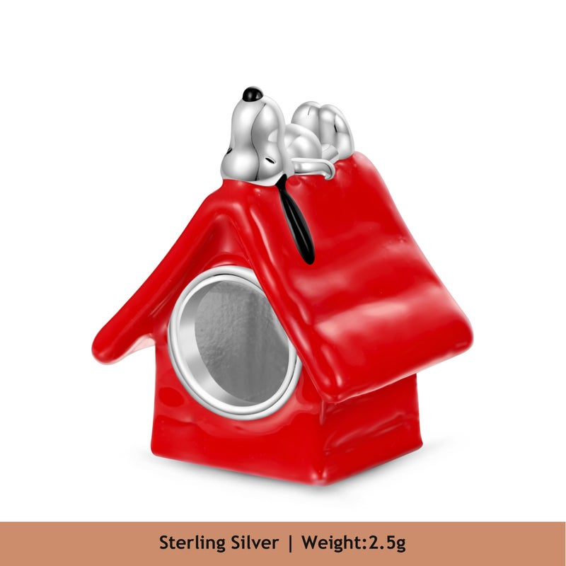 GNOCE Peanuts Snoopy Pendant Dangle Charm for Women, S925 Sterling Silver Dangle Charms for Women Wife, Valentineâ€˜s Day, Motherâ€™s Day Jewelry (Snoopy Dog House) - Image 3