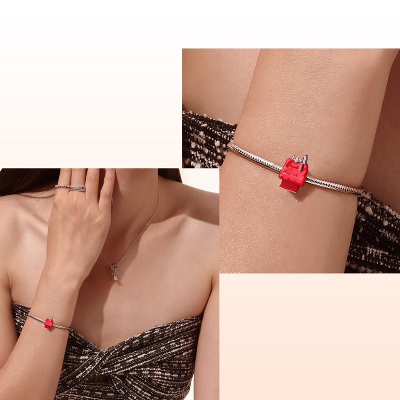 GNOCE Peanuts Snoopy Pendant Dangle Charm for Women, S925 Sterling Silver Dangle Charms for Women Wife, Valentineâ€˜s Day, Motherâ€™s Day Jewelry (Snoopy Dog House) - Image 5