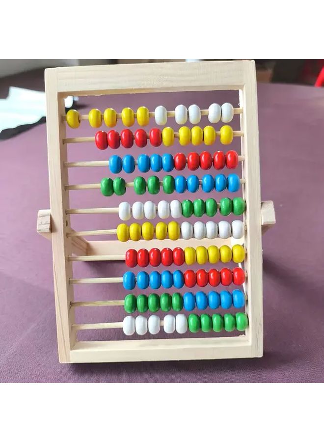 1pc Wooden Math Learning Frame With Colorful Beads Educational Arithmetic Toy For Kids - Image 1