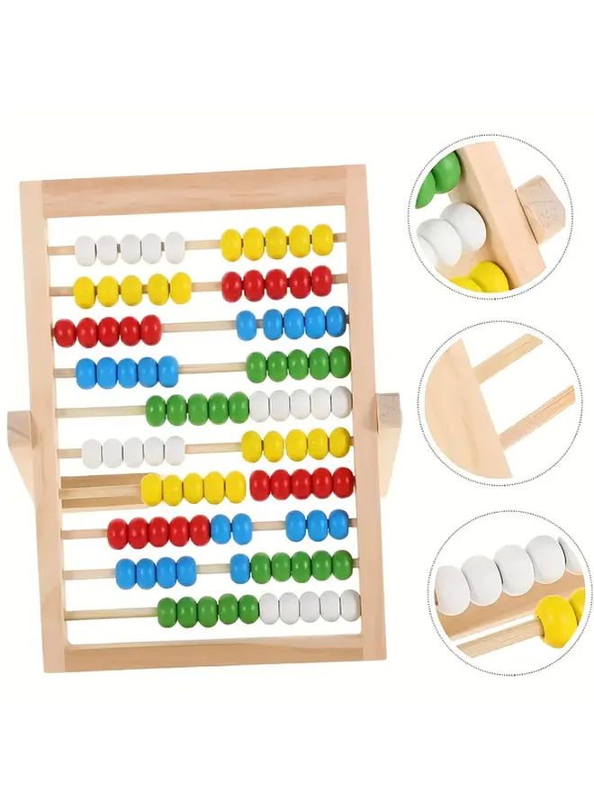 1pc Wooden Math Learning Frame With Colorful Beads Educational Arithmetic Toy For Kids - Image 3