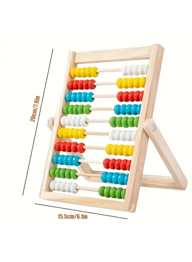 1pc Wooden Math Learning Frame With Colorful Beads Educational Arithmetic Toy For Kids - Image 2