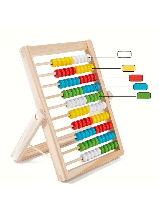 1pc Wooden Math Learning Frame With Colorful Beads Educational Arithmetic Toy For Kids - Image 4