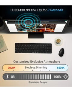 AMBERJACK Computer Monitor Lamp Auto-Dimming, e-Reading LED Task Lamp with Stepless Adjustment, Screen Monitor Light Bar for Eye Caring, Touch Control No Screen Glare Space Saving Home Office Lamp  - Image 4