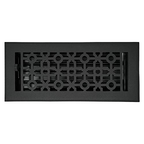 Madelyn Carter Contemporary Cathedral Style Vent Cover, Solid Cast Aluminum Interior, Controls Air Flow, 4 x 12 inches (Overall Face: 5.25 x 13.5 inches), Matte Black - Image 1