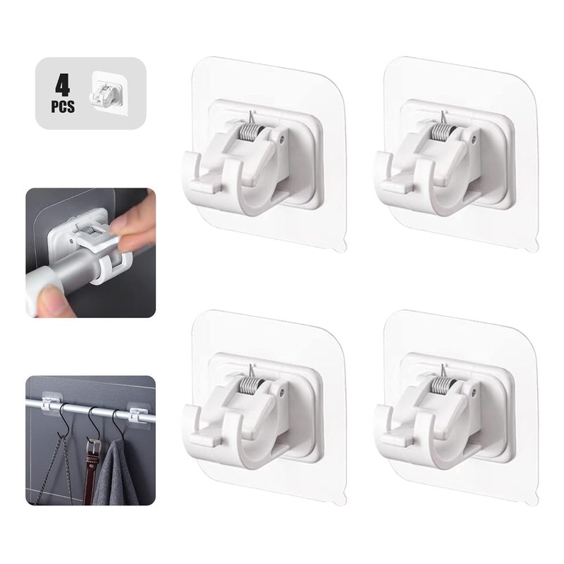 CELLEBII 2 Pcs Self Adhesive Curtain Rod Holder Curtains Bracket Crossbar Hook Self Adhesive Rods Hanger No Drill Brackets Fixing Holders Drapery Pole Fixing Rod Holder 8 - Image 2