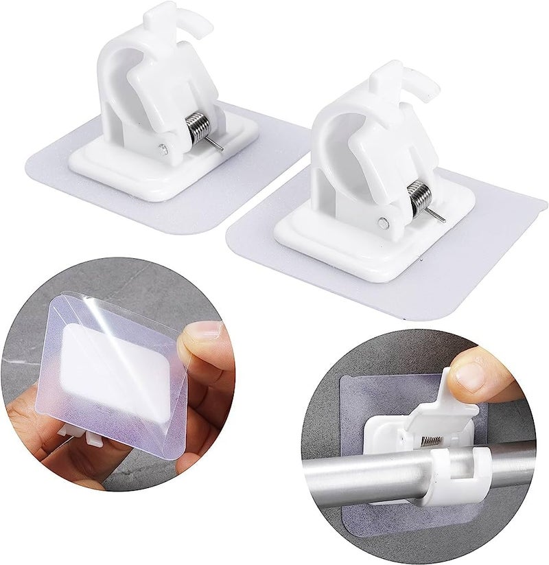 CELLEBII 2 Pcs Self Adhesive Curtain Rod Holder Curtains Bracket Crossbar Hook Self Adhesive Rods Hanger No Drill Brackets Fixing Holders Drapery Pole Fixing Rod Holder 8 - Image 5